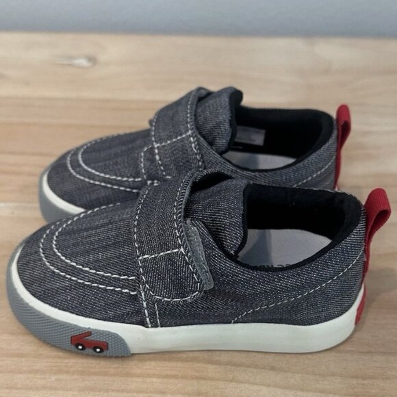 SEE KAI RUN Infant Baby 6 Wyatt Gray Denim Strap Kids Boy Shoes New with Box